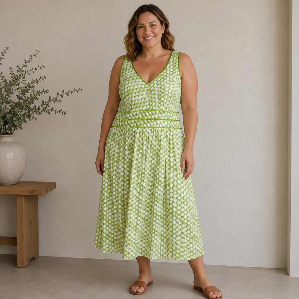 Bobbie Bee Green Dot Retro Vintage Fit & Flare Dress 20W